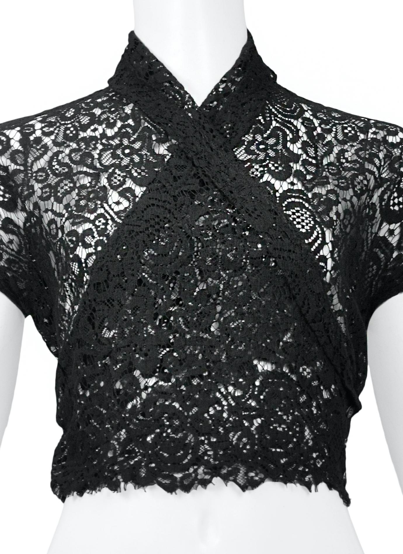 Romeo Gigli Black Lace Wrap Top ...